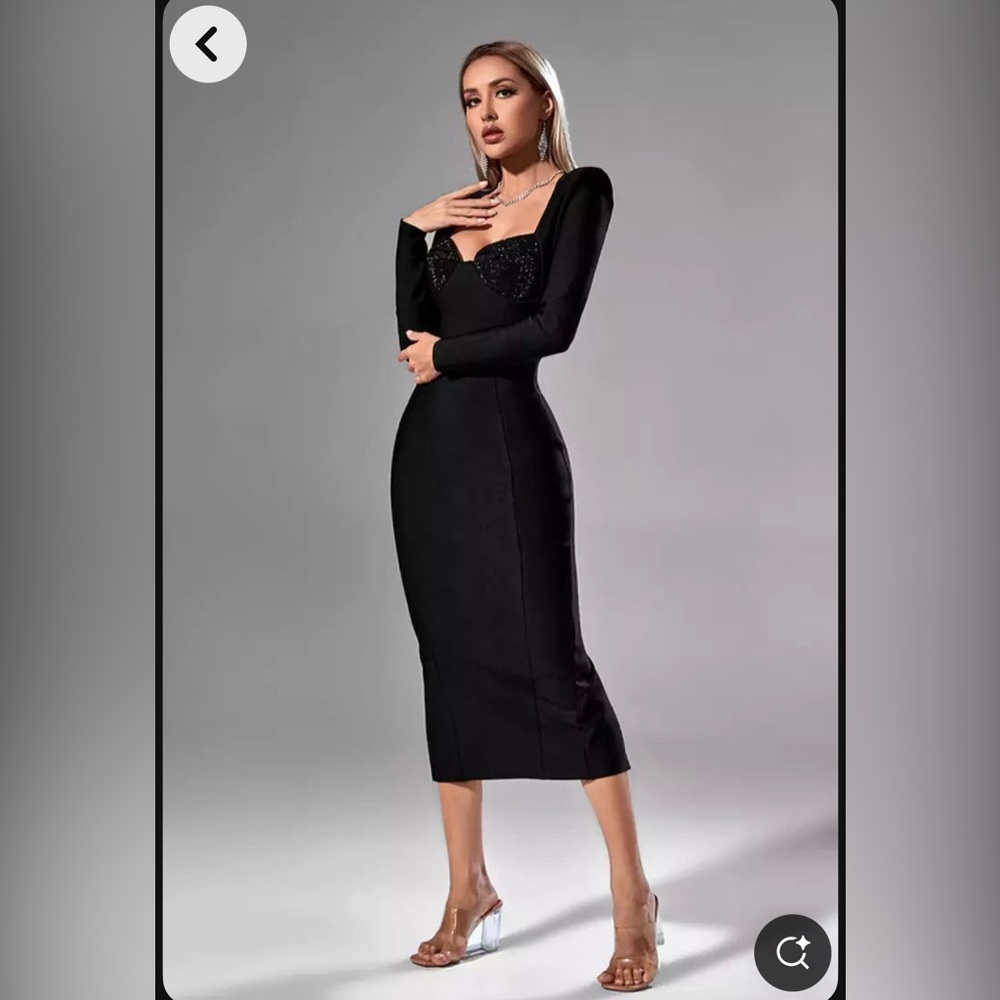 Catchall maxi black dress with bedazzled